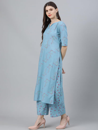 Libas WomenS Cotton Kurta Sets (6909_Blue