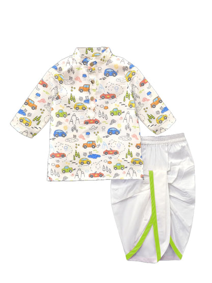 A.T.U.N. (ALL THINGS UBER NICE) Car Print Kurta & Dhoti Set
