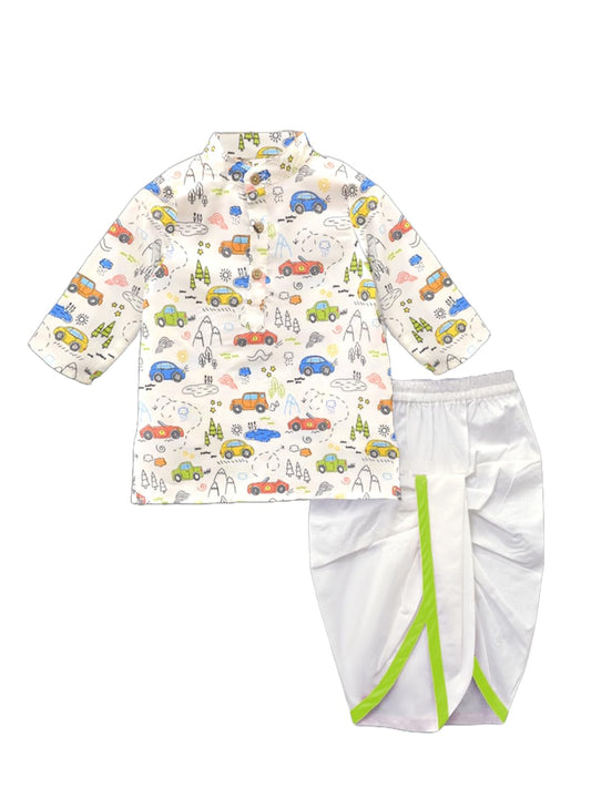 A.T.U.N. (ALL THINGS UBER NICE) Car Print Kurta & Dhoti Set