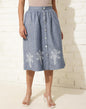 Fabindia Blue Cotton Chikankari Midi Skirt