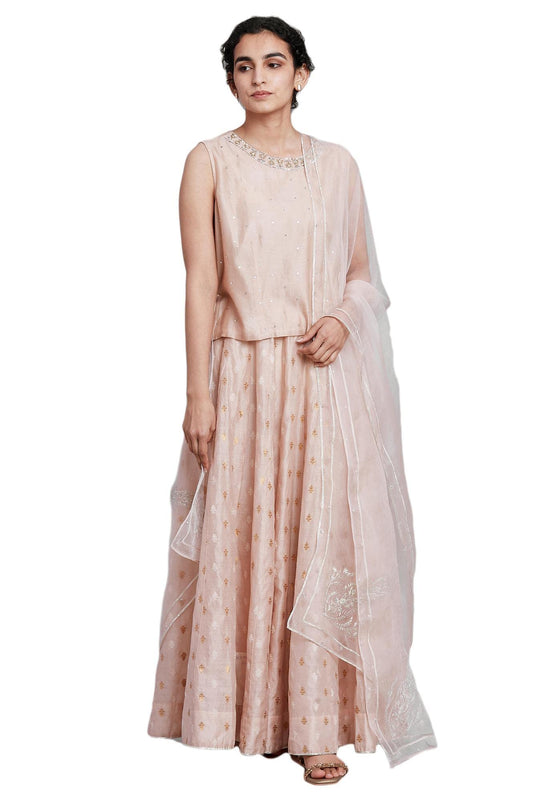 W for Woman Women's Cotton Blend Top, Skirt, Dupatta