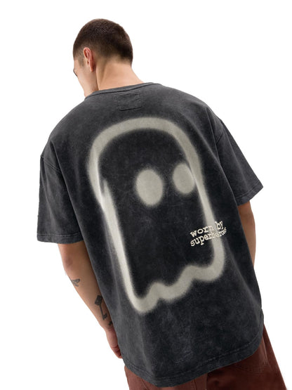 The Souled Store Patchy Mr. Soul Men and Boys Short Sleeve Round Neck Black Graphic Printed Cotton Oversized T-Shirts