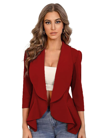 Kotty WomenS Single Breasted Relaxed Fit Shawl Collar 3/4 Sleeve Blazer