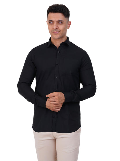 PRAKASAM COTTON Black Half Sleeve Shirt for Mens/Regular Fit Cotton Black Half Sleeve Shirt for Mens