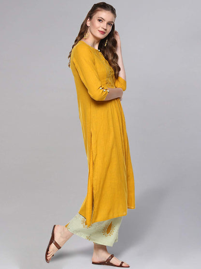 Idalia Mustard And Sage Green Kurta Set