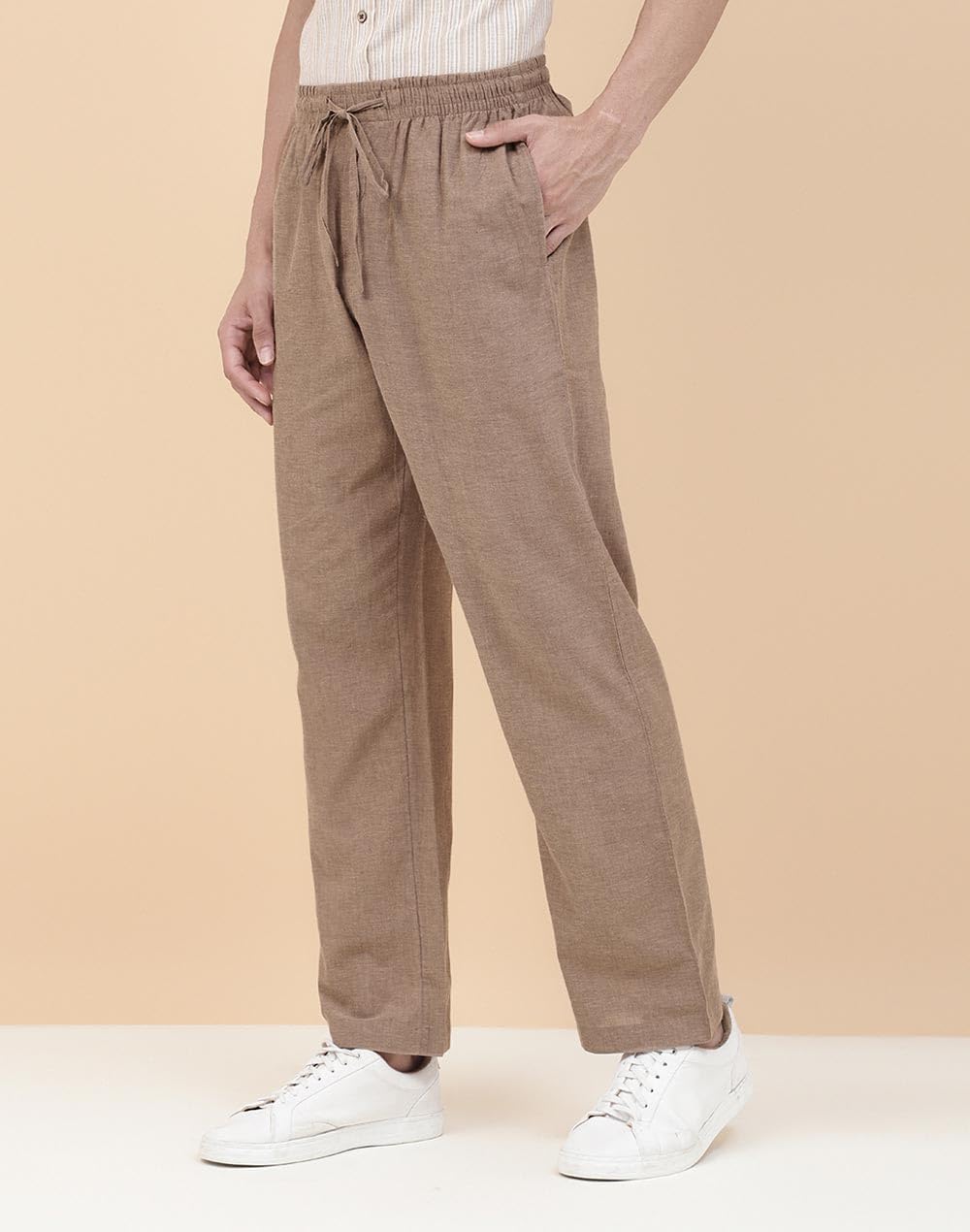 Fabindia Men's Comfort Fit Pants (1033263BROWN_Brown