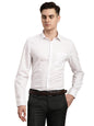 Turtle Men 100% Cotton White Self Design Slim Fit Formal Shirt