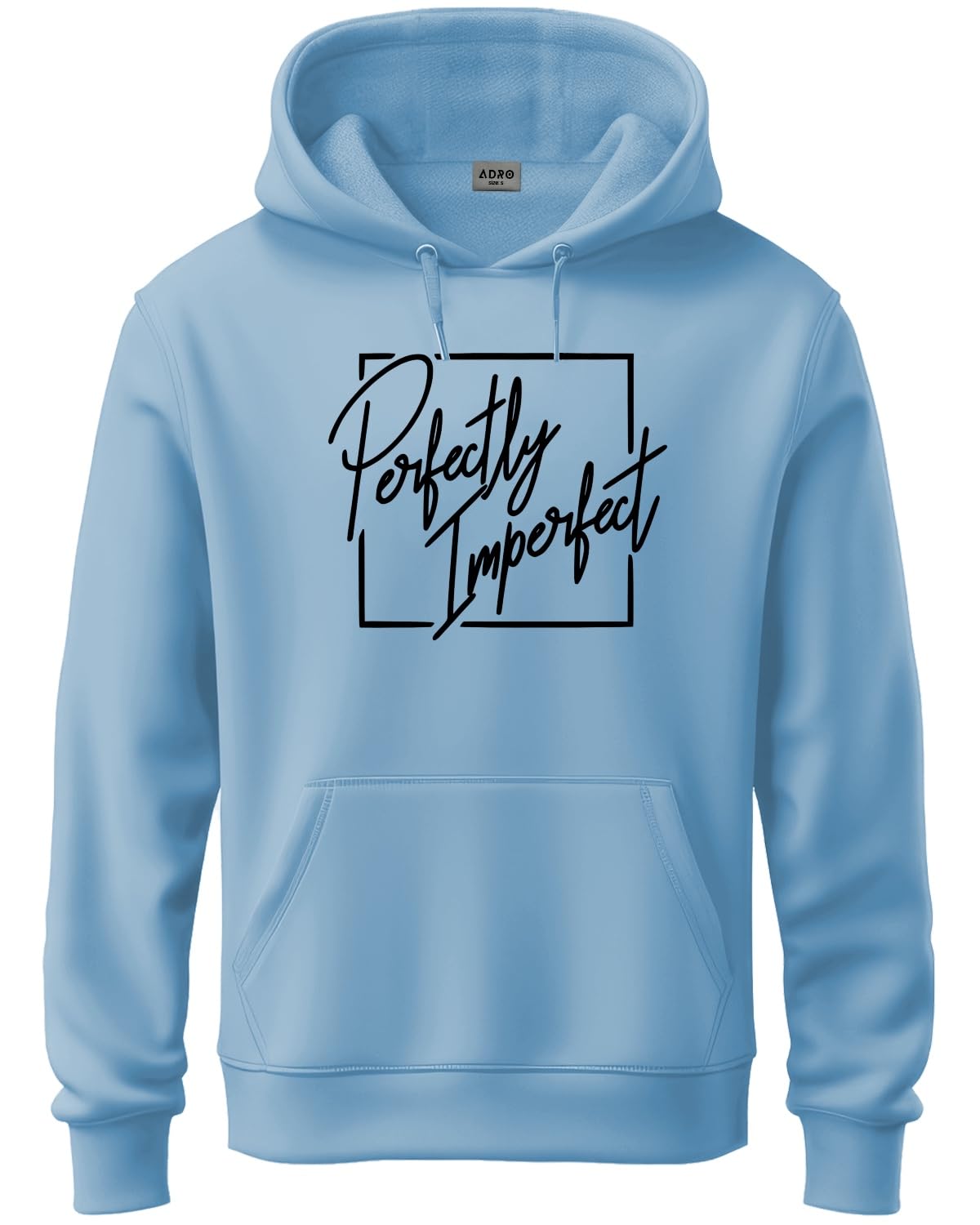 ADRO Mens Cotton Neck Hooded Sweatshirt (H24-FECT-SK_Sky Blue
