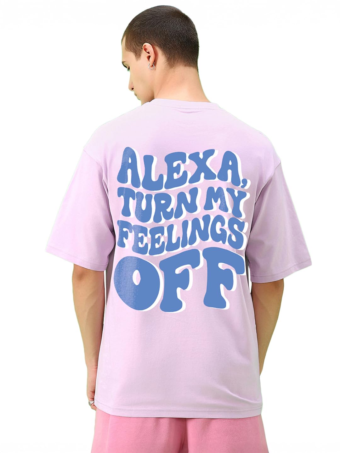 Bewakoof Men Typography Oversized Fit Half Sleeve Round Neck Cotton T-Shirt_659856_Purple_2XL