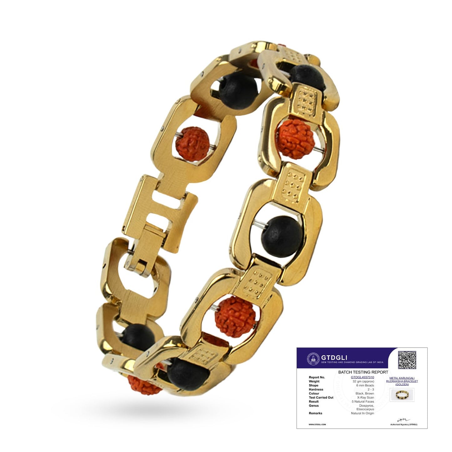 Astrotalk Metal Rudraksha & Karungali Bracelet (Gold) | Spiritual Protection & Mental Peace Energy | Ebony Wood & 5 Mukhi Rudraksha Healing Bracelet for Man & Women | Gift for Man & Woman