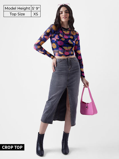 The Souled Store TSS Originals: Floral Night Women Cropped Tops Womens Crop Tops for Summer Trendy Casual Sleeveless Cropped Ta