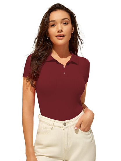 AVANOVA Slim Fit Western for Womens Ruched Solid Tunic Top_Maroon