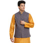 Fabindia Men Cotton Checks Nehru Jacket Grey_Xl
