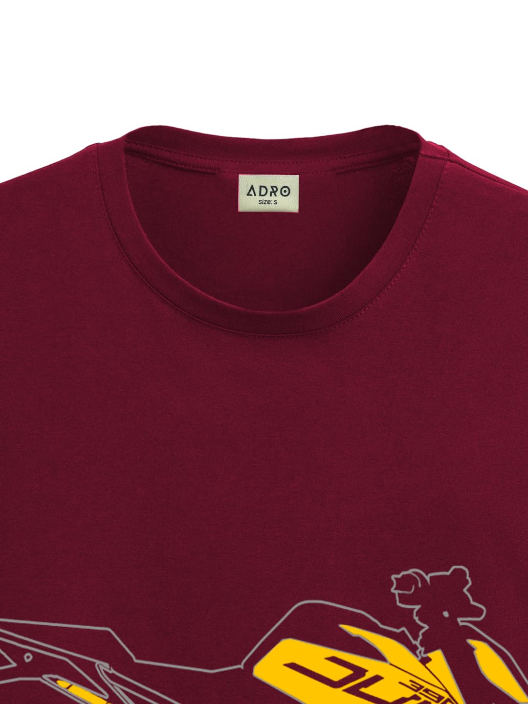 ADRO Men's Biker Design Printed 100% Cotton T-Shirt - Regular Fit, Printed T-Shirts for Men (RN24-KTM-MR_Maroon)