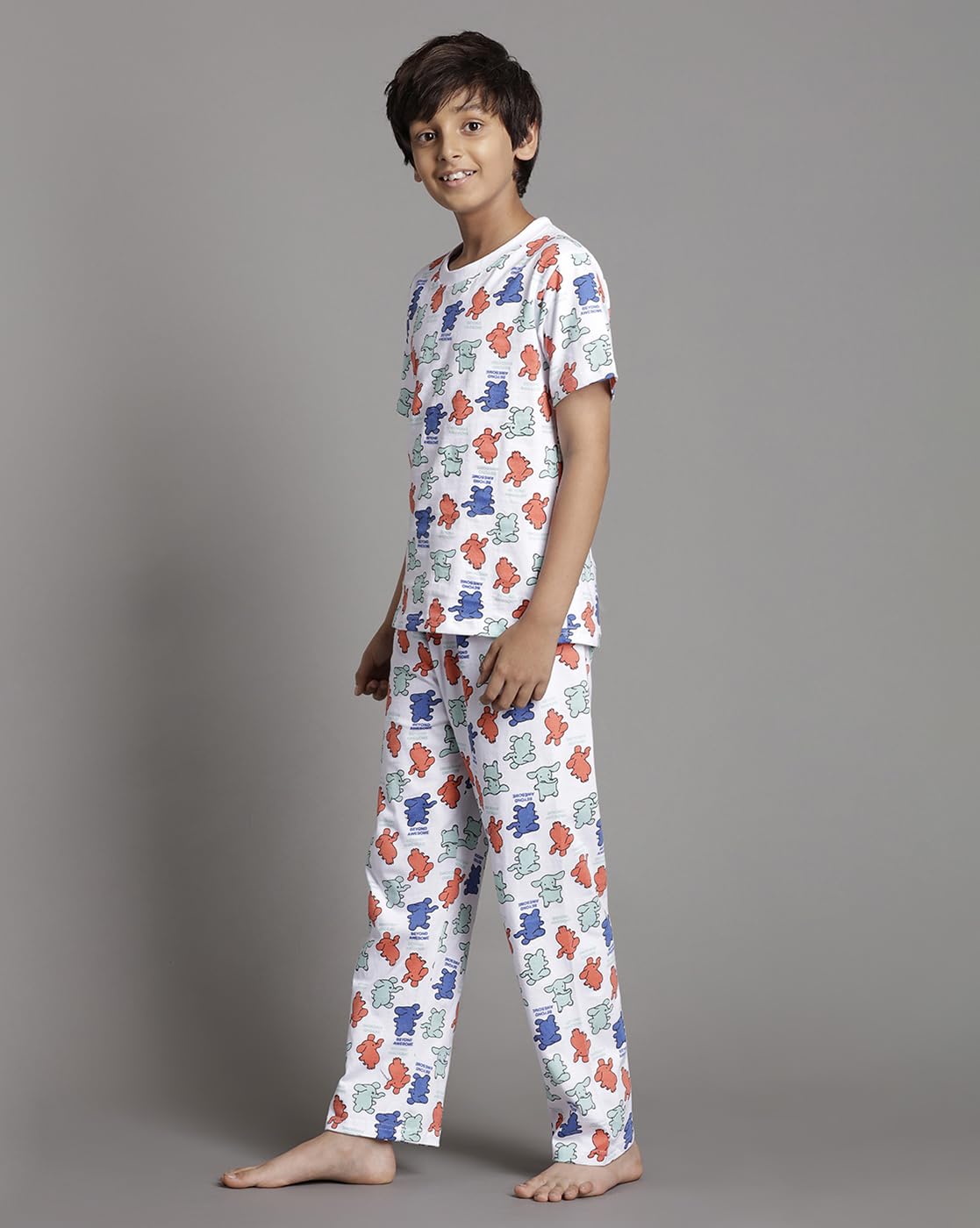 T2F Boys Cotton Pajama Set White