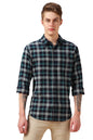 Dennis Lingo Men Blue Checks Cotton Relaxed Fit Full Sleeve Shirts