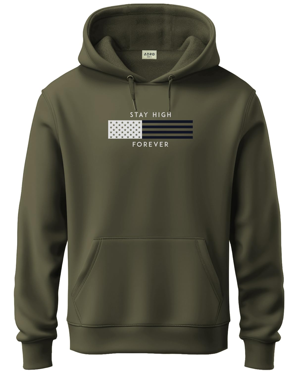 ADRO Men's Cotton Blend Neck Hooded Sweatshirt (H24-FLAG)