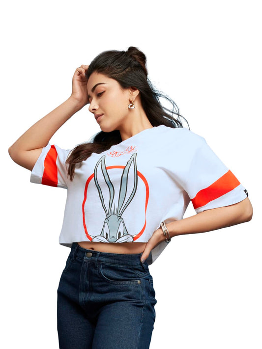 Bewakoof Heavy Duty 1.0 Official Looney Tunes Merchandise Womens Graphic Printed Oversized Top_589789_Blue_XL
