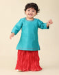 Fabindia Teal Cotton Silk Blend Cutwork Kurta Set