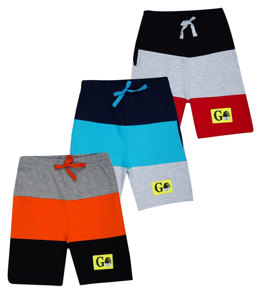 Kyda Kids 100% Cotton Printed Shorts For Boys And Girls - Regular Fit Multicolor Shorts For Unisex (Pack Of 3)