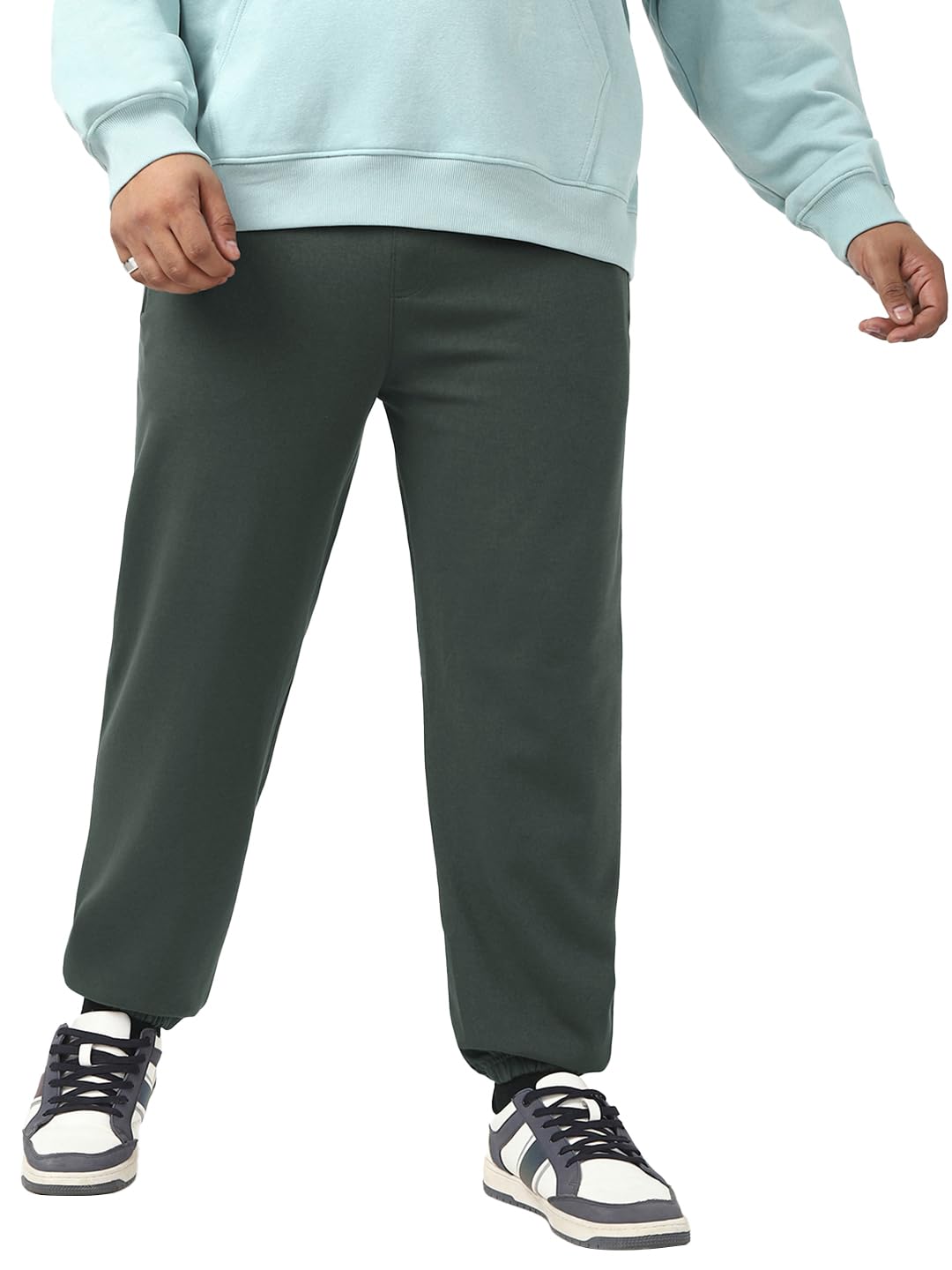 Bewakoof Mens Solid Oversized Fit Cotton Plus Size Joggers_646453_Grey_5XL