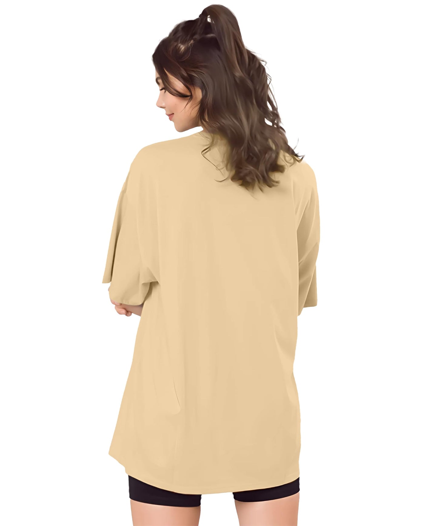 SHODOX Womens Cotton Blend Oversized Drop Shoulder Solid T-Shirt(Pack of 1)