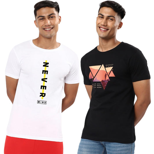 Bewakoof Mens Your Heart Wander & Never Mind Printed 100% Cotton T-Shirts (Pack of 2) - Regular Fit, Round Neck, Half Sleeves_6