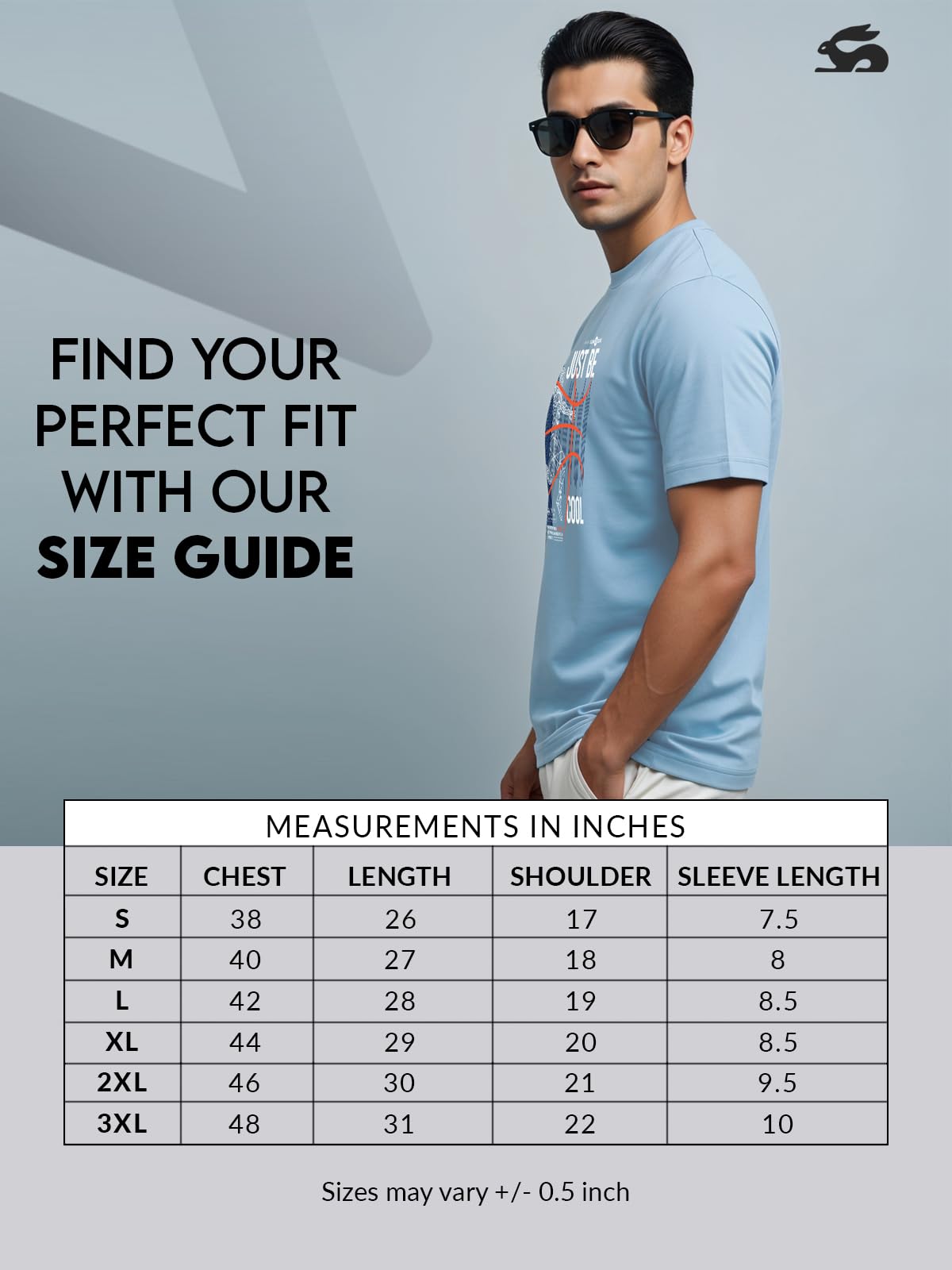 ADRO Men's Graphic Printed 100% Cotton T-Shirt - Regular Fit, Printed T-Shirts for Men (RN24-BCL-SK_Sky Blue)