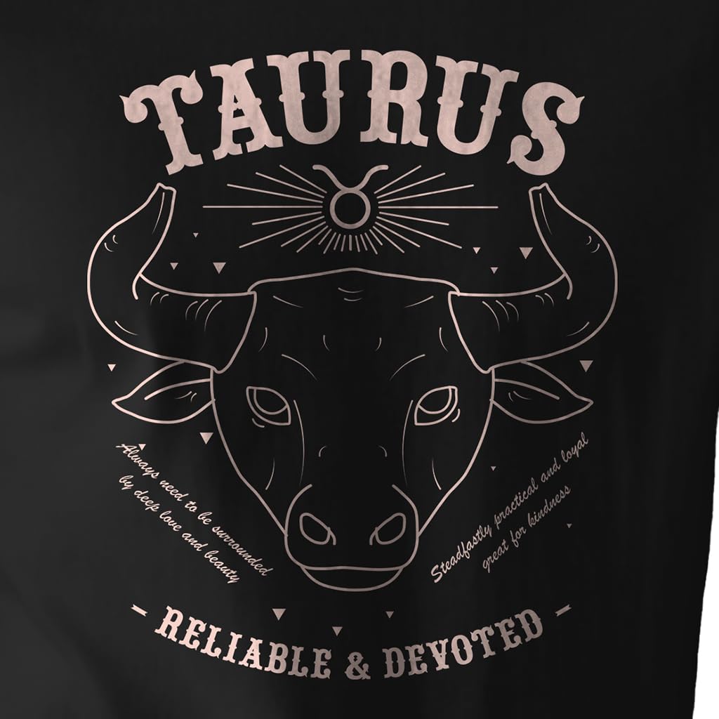 Peppyzone Mens Regular Fit T-Shirt (PZ-ZodiacTaurus6011_Black