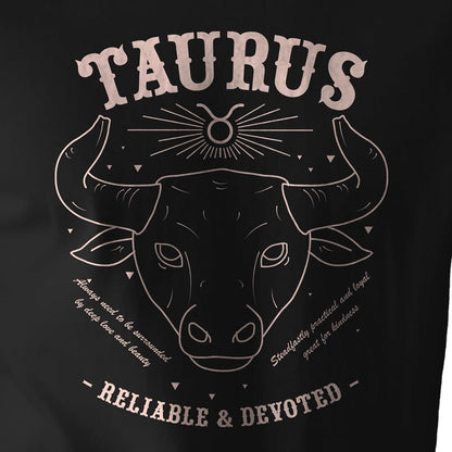 Peppyzone Mens Regular Fit T-Shirt (PZ-ZodiacTaurus6011_Black