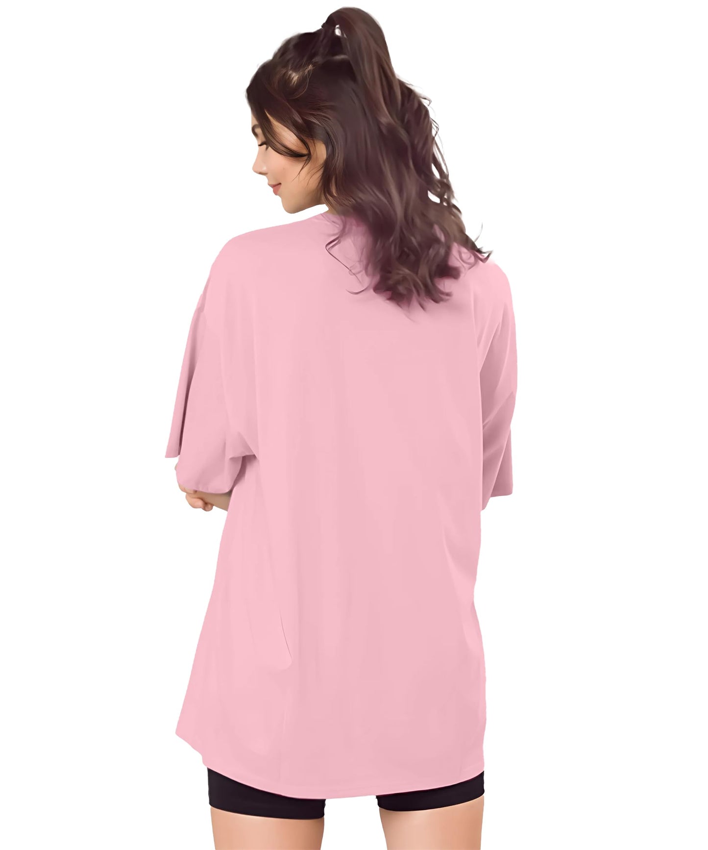 SHODOX Womens Cotton Blend Oversized Drop Shoulder Solid T-Shirt(Pack of 1)