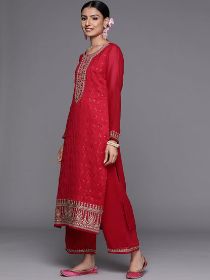 Libas Womens Silk Blend Kurta Sets (33419O_Magenta