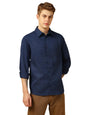 Dennis Lingo Solid Full Sleeves Spread Collar Polyester Regular Fit Men Casual Shirt Navy Blue