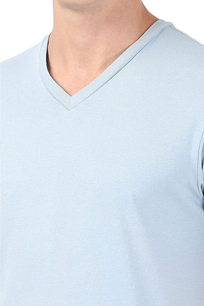 ADRO Men's V Neck Combo Plain Cotton T-Shirts_VCM2-PLN-MR-SK