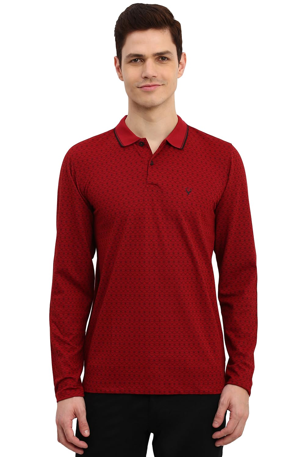 Allen Solly Men Regular Fit Printed Casual Full Sleeve Polo Shirt