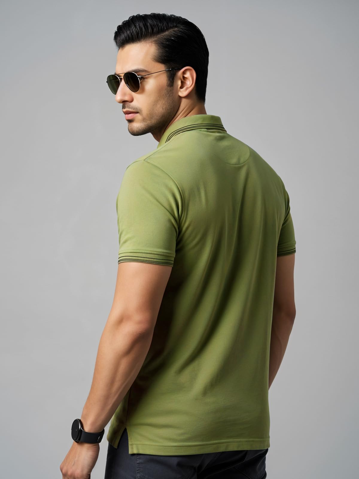 Mens Premium Cotton Polo T-Shirt | 220 GSM Soft Fabric | Casual Stylish Look | Contrast Collar Design Olive Polo T Shirt | Polo
