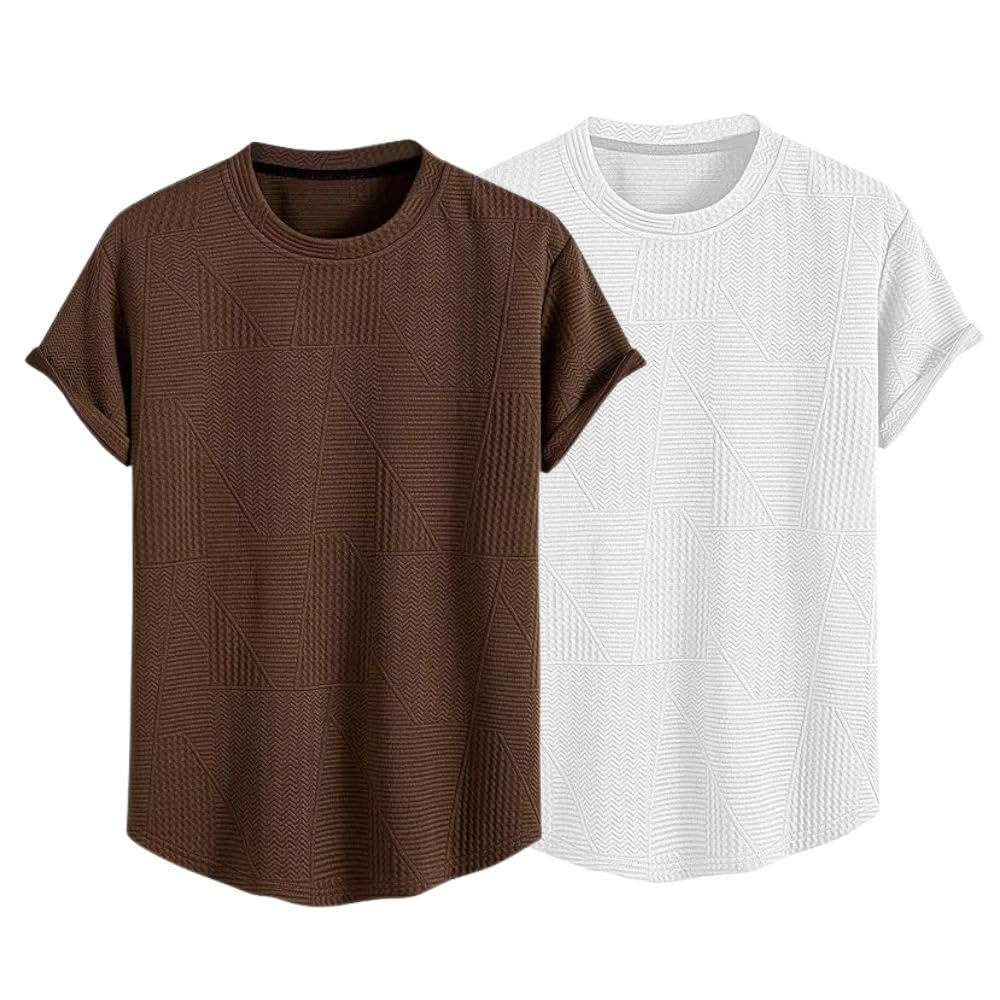 Greciilooks T Shirt For Men Cotton | Textured Oversized Fit Man T-Shirt | Round Neck Half Sleeve Men T-ShirtS