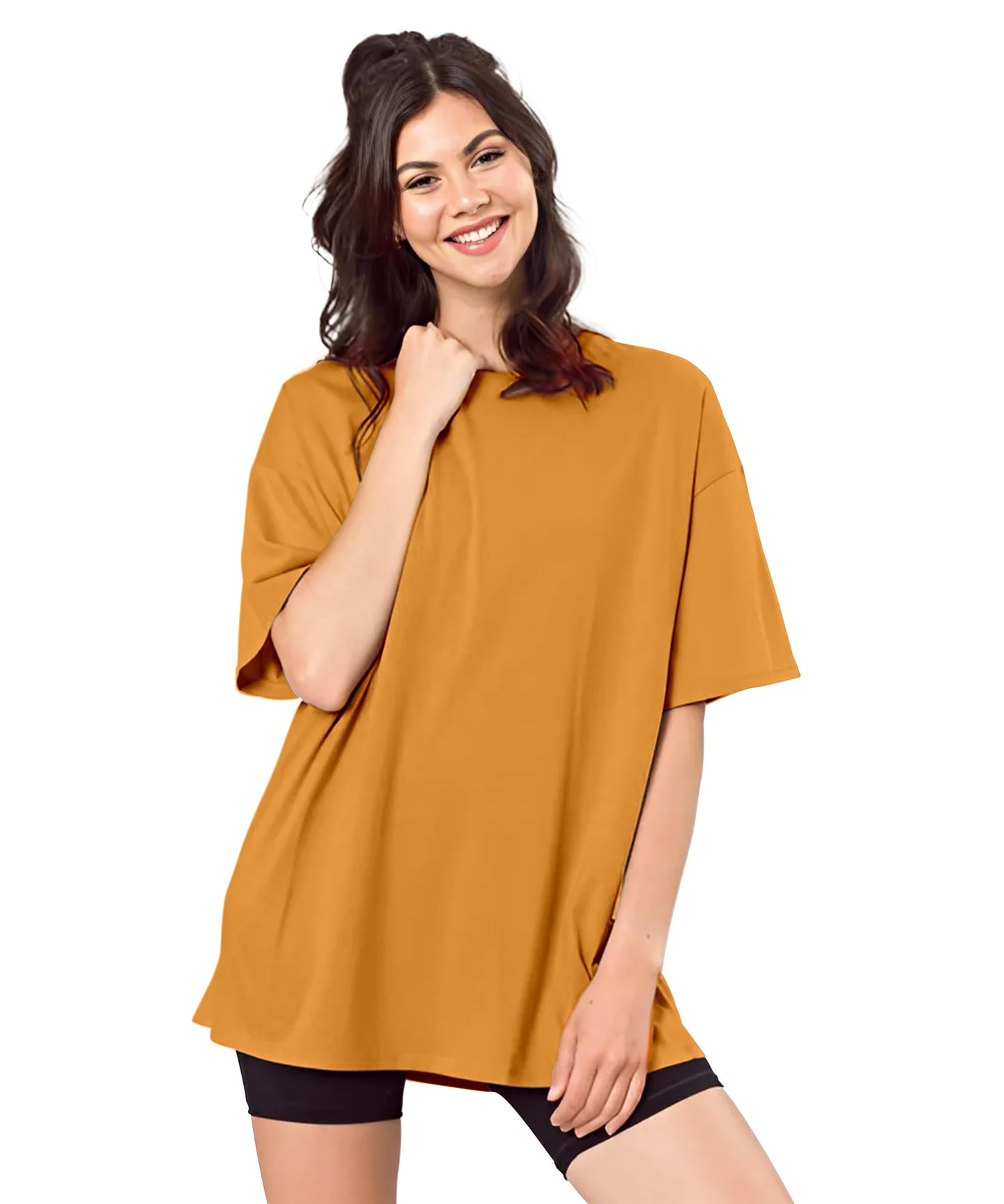 SHODOX Bio-Washed Anti Bacterial 100% Pure Cotton Womens Oversized Solid T-Shirt | Cozy Soft, Less Wrinkles Loose Fit, Drop Shou