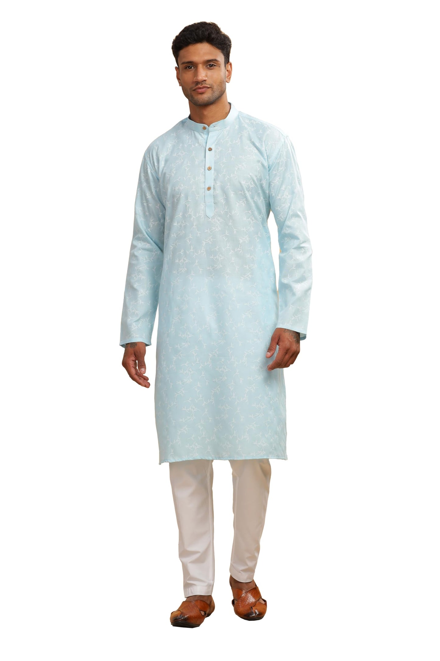 Be Active MenS Cotton Regular Kurta (C-599-2_Blue-1