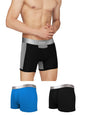 XYXX Mens Underwear Illuminati IntelliSoft Antimicrobial Micro Modal Trunk Pack of 3 (Black; Brilliant Blue ; Black & Steel Gre