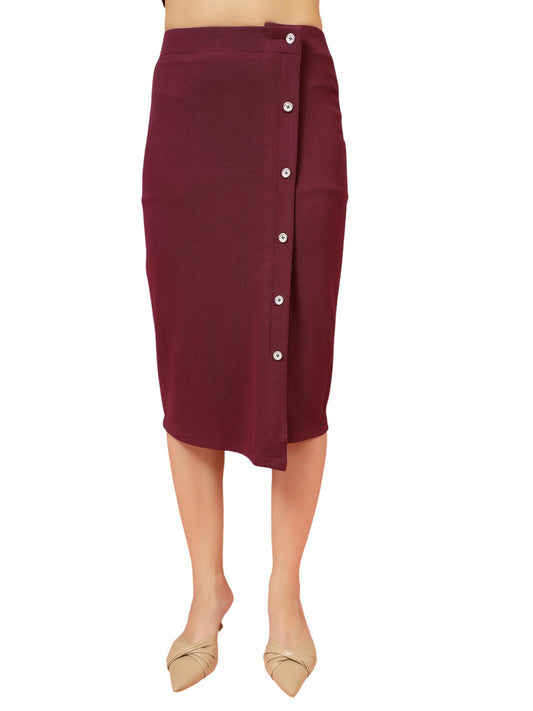 OOMPH! Lycra Pencil Skirt for Women Purple - msk110