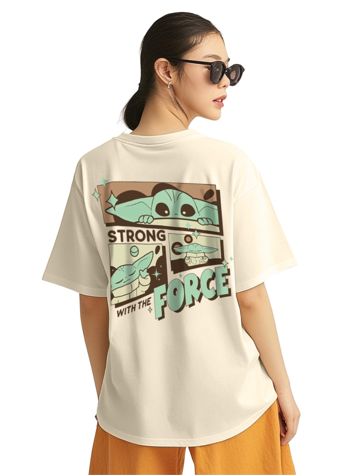 Juneberry Pure Cotton Oversized Loose Fit Drop Shoulder Official Star Wars Merchandise Cool & Latest Graphic Printed Round Neck
