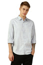 Dennis Lingo MenS Grey Full Sleeve Spread Collar Printed Regular Fit Casual Shirt