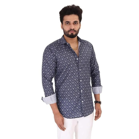 Brown Culture MenS Cotton Blend Abstract Print Shirt With Spread Collared Full Sleeves Standard Length And Button Down Closure