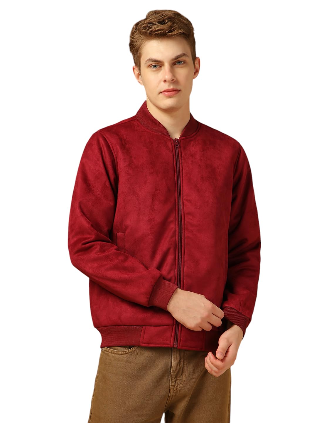 Dennis Lingo Men Regular Fit Suede Fabric Full Sleeves Solid Jackets