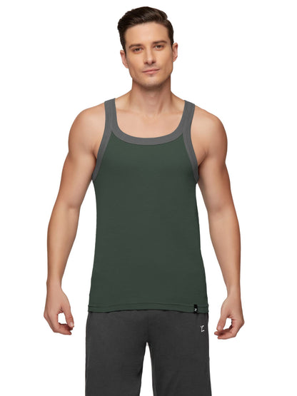 XYXX Mens Super Combed Cotton Square Neck Knitted Vest - High Moisture Absorbing Innerwear for Men with Anti-Bacterial Silver F