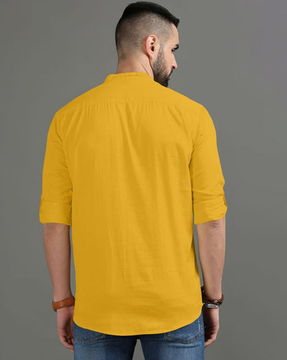 Finivo Fashion MenS Regular Fit Cotton Blend Kurta Shirt | Full Sleeve Ethnic Shirt With Mandarin Collar And Button Placket | C