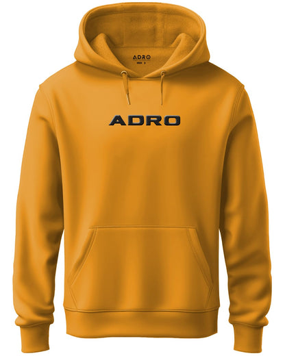 ADRO Mens Hoodies with Hail The Dragon Puff Backside Printed, 100% Cotton 340GSM. (H23-M-DRA-MU_Mustard)
