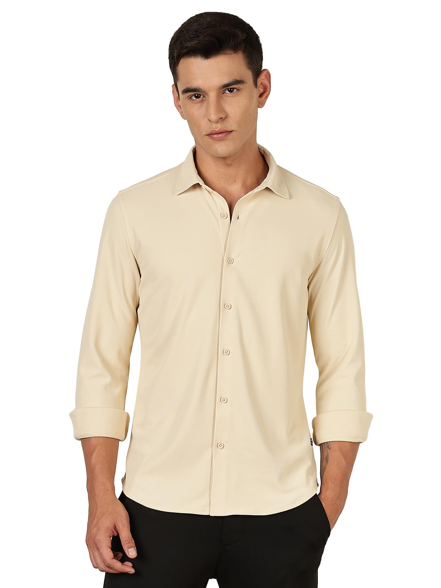 Thomas Scott Mens | Premium | Spread Collar | Slim Fit | Long Sleeves | 4 Way Stretch | Coolmax | Knitted | Casual | Shirts for