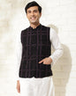Fabindia Black Cotton Printed Jacket Nehru